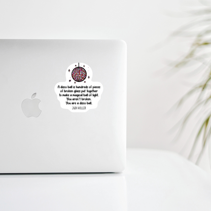 Disco Ball Sticker • Waterproof Vinyl Mental Health Decal • Anxiety Self Care Sticker • Therapy Gift • Retro Disco Water Bottle