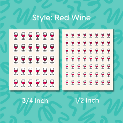 Wine Planner Sticker • Red Rosé White Wine Icon • Happy Hour Reminder • Wine Lover Calendar Label • Drink Planner Sticker
