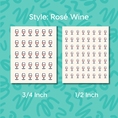 Wine Planner Sticker • Red Rosé White Wine Icon • Happy Hour Reminder • Wine Lover Calendar Label • Drink Planner Sticker