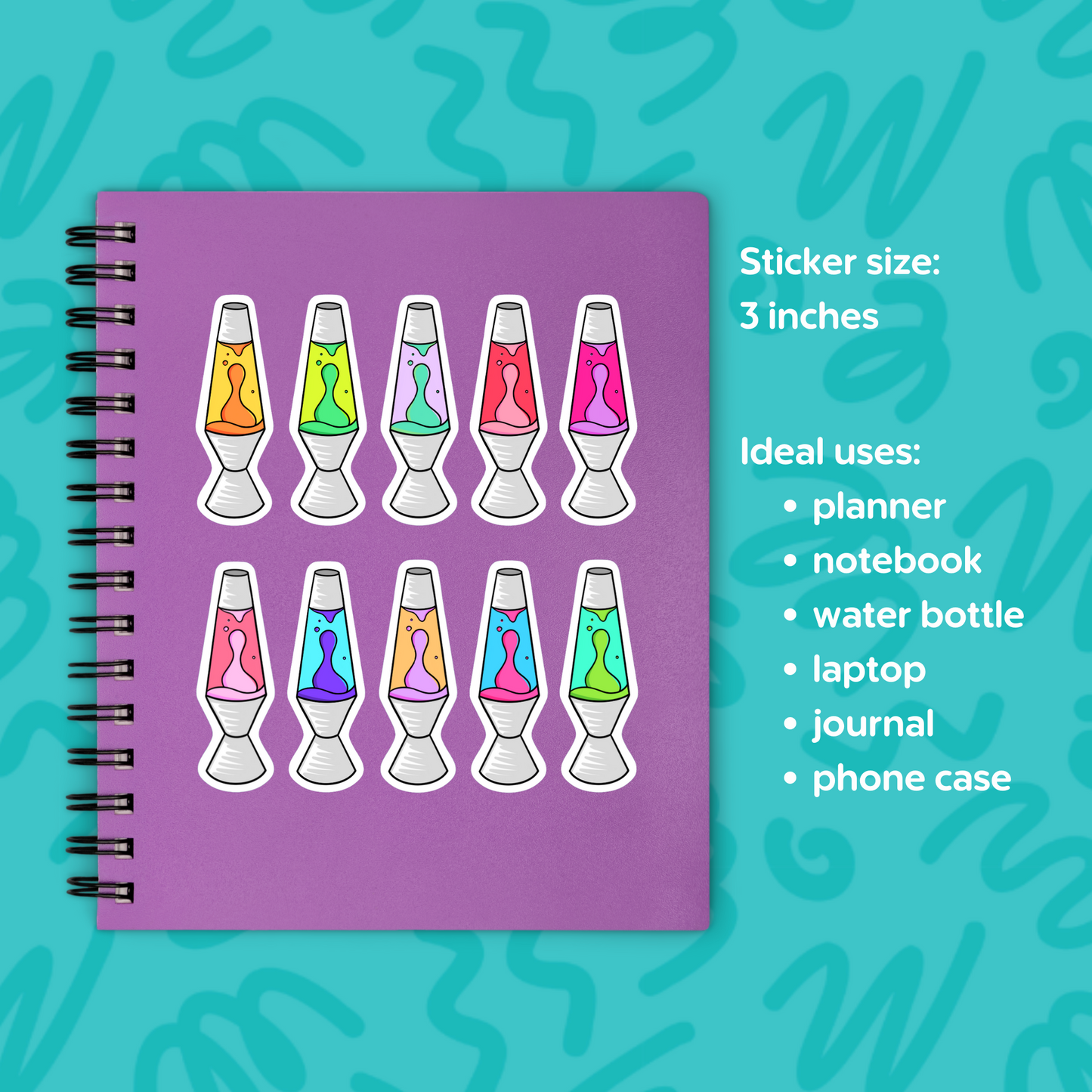 Mini Lava Lamp Sticker Sheet Retro 60 Nostalgia Small Sticker