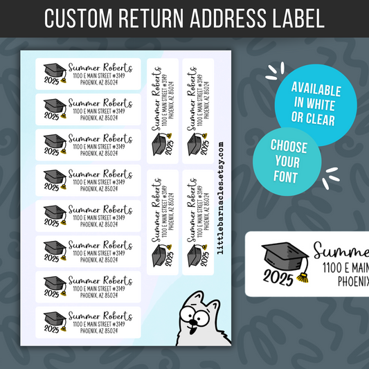 Graduation Custom Address Labels, Graduate Return Address Labels, Personalized Mailing Labels