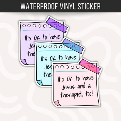 Funny Jesus Therapist Sticker • Christian Mental Health Gift • Waterproof Vinyl Faith Humor Decal • Religious Therapy Sticker