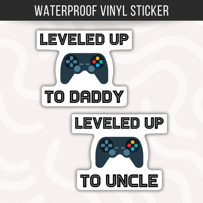 Gamer Dad Sticker • Leveled Up to Daddy Decal • Funny Gaming Dad Gift • Waterproof Vinyl Gamer Sticker • New Dad Gift