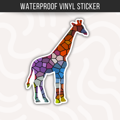 Mosaic Giraffe Sticker • Waterproof Vinyl Animal Decal • Colorful Safari Art Sticker • Cute Giraffe Gift • Laptop Water Bottle