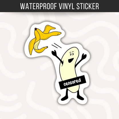 Funny Censored Banana Sticker • Waterproof Vinyl Adult Humor Decal • Cheeky Fruit Sticker • Novelty Joke Gift • Laptop Water Bottle