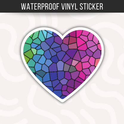 Mosaic Stained Glass Heart Sticker • Waterproof Vinyl Art Decal • Colorful Heart Sticker • Romantic Gift • Laptop Water Bottle