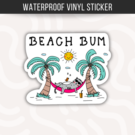 Beach Bum Cat Sticker Funny Cat