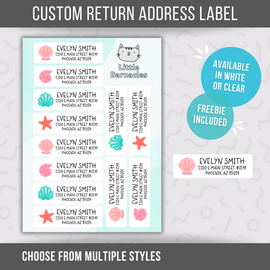 Seashell Custom Address Labels, Return Address Labels, Personalized Mailing Labels