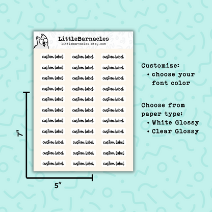 Custom Text Planner Sticker • 5x7 Sheet • Personalized Word Labels • Calendar Planner Stickers • Home Organization Labels