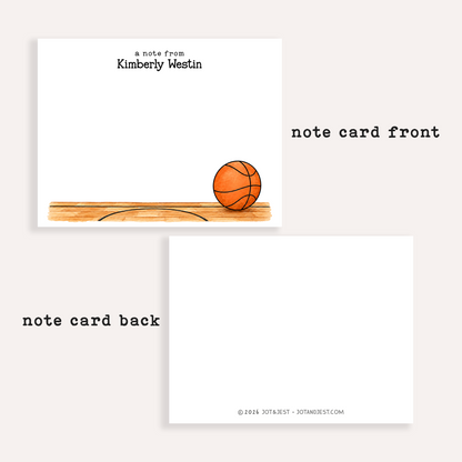 Personalized Basketball Stationery • Basketball Notecard Set • Custom Name Note Cards • Basketball Thank You Cards • Set of 12