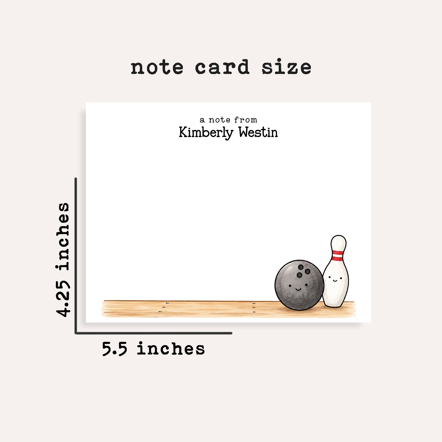 Personalized Bowling Stationery • Bowling Notecard Set • Custom Name Note Cards • Bowling Thank You Cards • Gift Set of 12