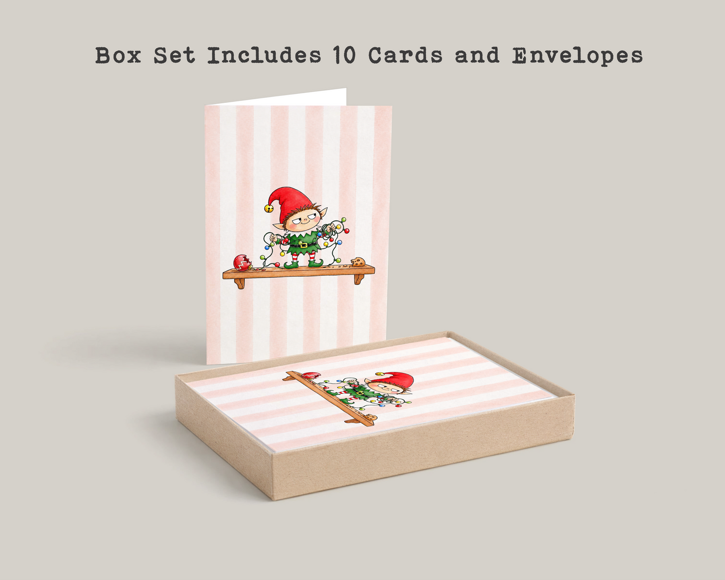 Funny Christmas Elf Card • Cute Mischievous Elf Holiday Card • Christmas Cartoon Greeting Card • Festive Christmas Card