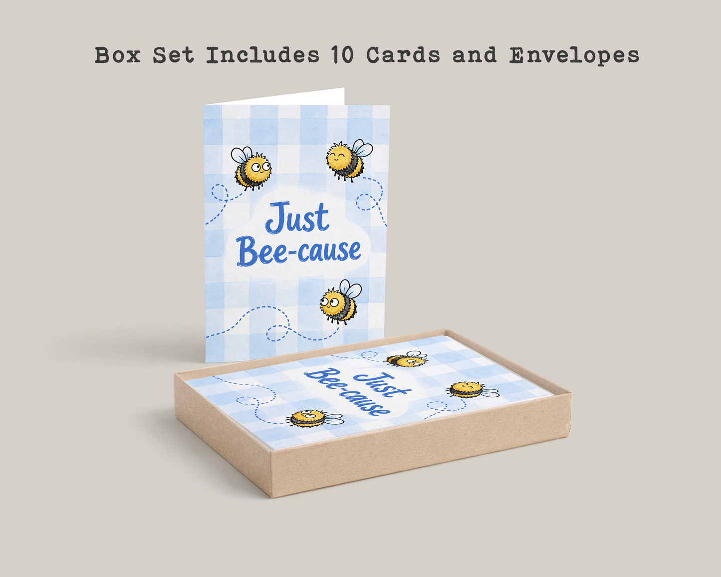 Funny Bee Greeting Card • Just Bee-Cause Card • Cute Bumble Bee Card • Funny Everyday Greeting Card • Thank You Card