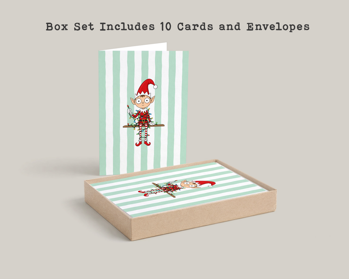 Funny Christmas Elf Card • Cute Mischievous Elf Holiday Card • Christmas Cartoon Greeting Card • Festive Christmas Card