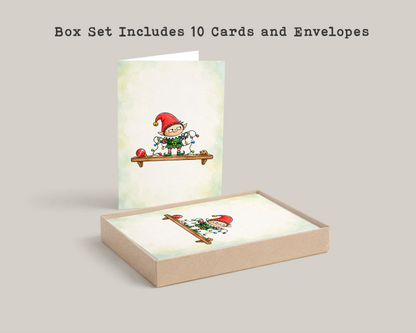 Funny Christmas Elf Card • Cute Mischievous Elf Holiday Card • Christmas Cartoon Greeting Card • Festive Christmas  Card