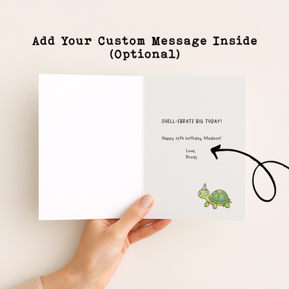 Funny Turtle Birthday Card • Turtle-y Awesome Pun Card • Cute Turtle Greeting Card • Belated Birthday Card