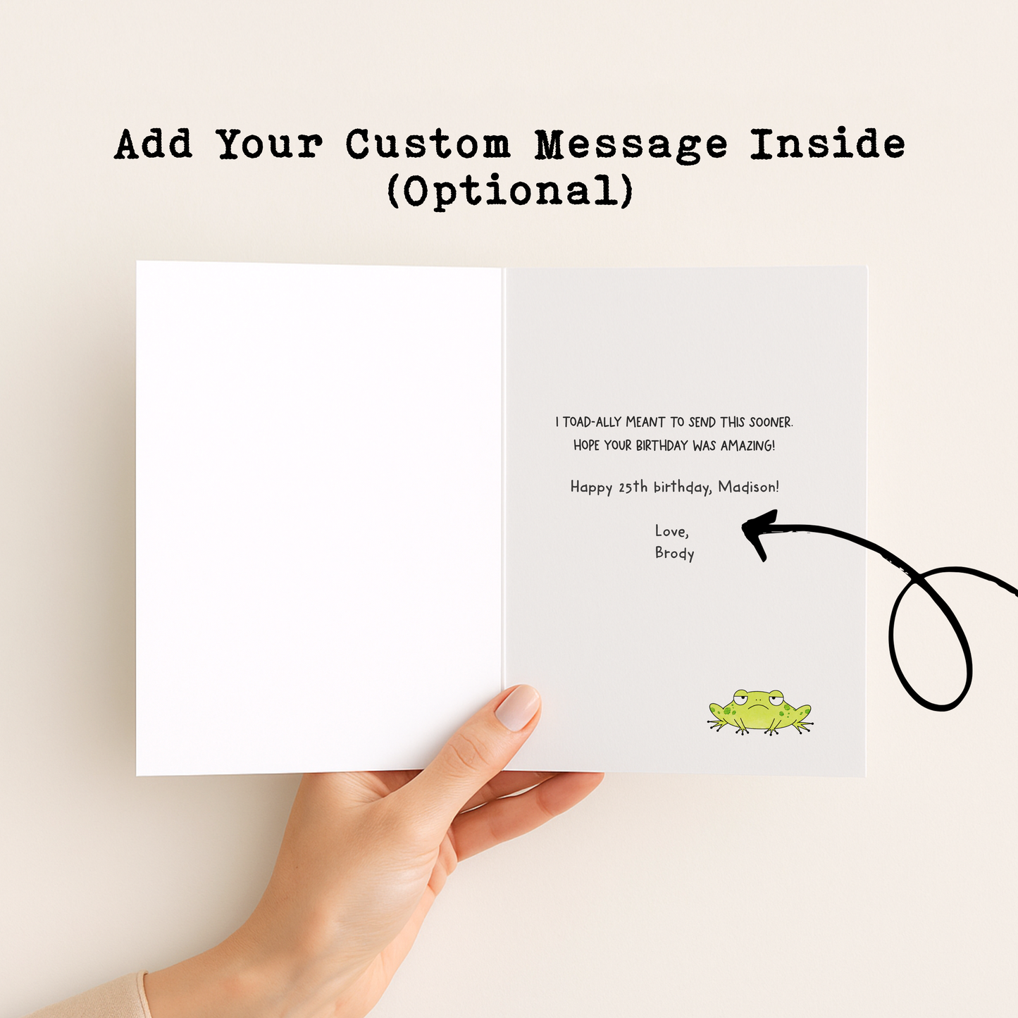 Funny Frog Birthday Card • Cute Cartoon Frog Pun Card • Frog Greeting Card • Belated Birthday Card • Funny Animal Card