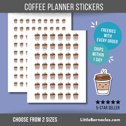 Mini Coffee Planner Stickers Coffee Date Calendar Stickers Tiny Coffee Icon