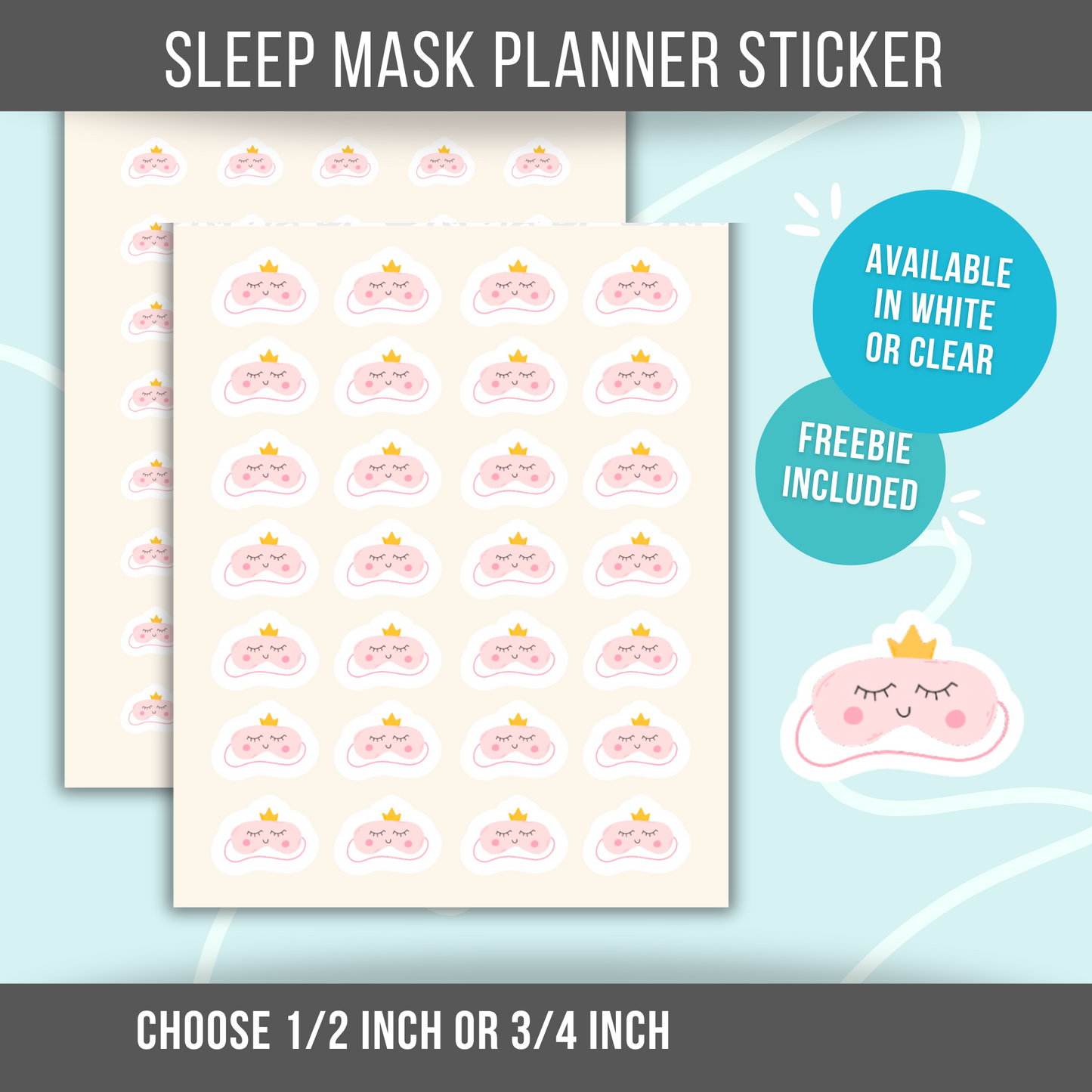 Sleep Mask Planner Sticker Sleep Tracking Sleeping Pill Reminder Sleep Medication Self Care Mini Sticker Bedtime Sticker for Calendar