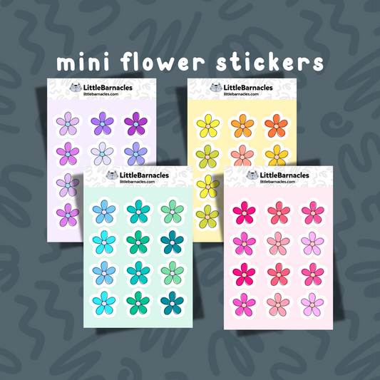 Mini Flower Sticker Sheets Small Sticker Cute Petite Colorful Flowers