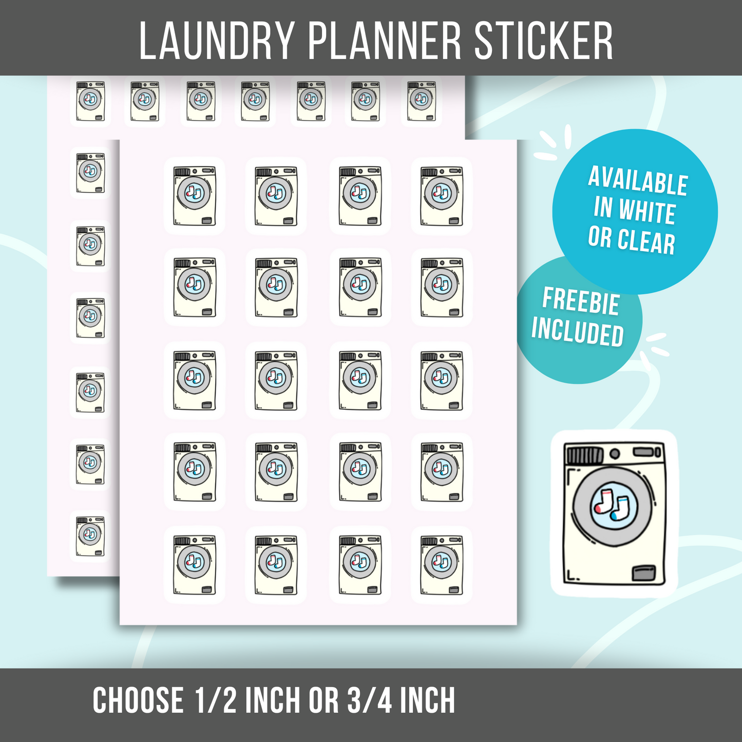 Laundry Planner Stickers House Chore Reminder Home Organization Label Cleaning and Chore Stickers Mini Sticker for Calendar or Planner