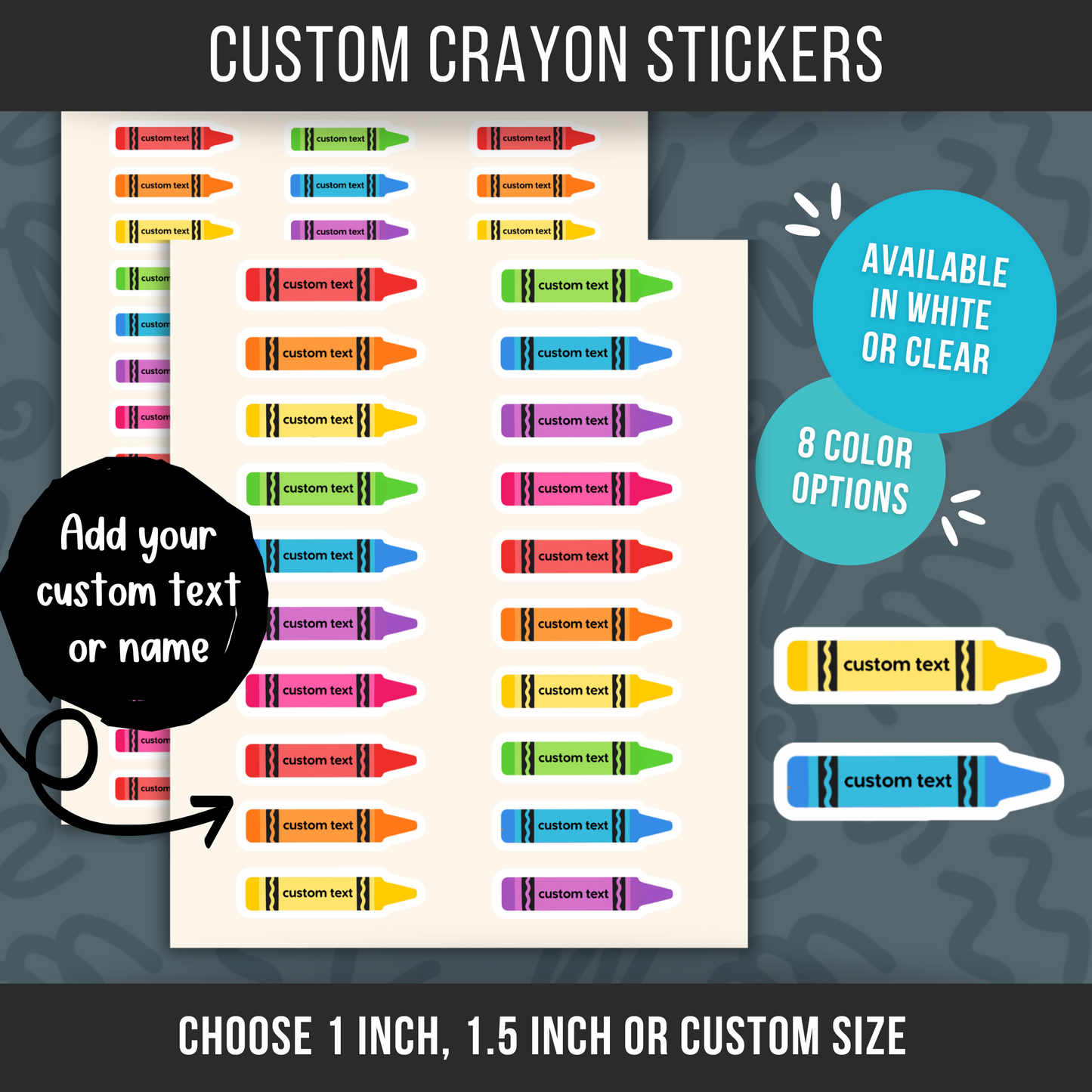 Custom Crayon Label Planner Sticker School Organization Label for Parents Kid Name Label Personalized Sticker Daycare Label