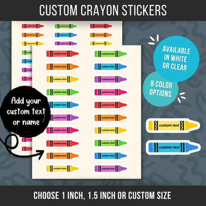Custom Crayon Name Label Sticker • School Planner Sticker • Kid Name Label • Daycare Organization Label • Personalized Calendar Sticker
