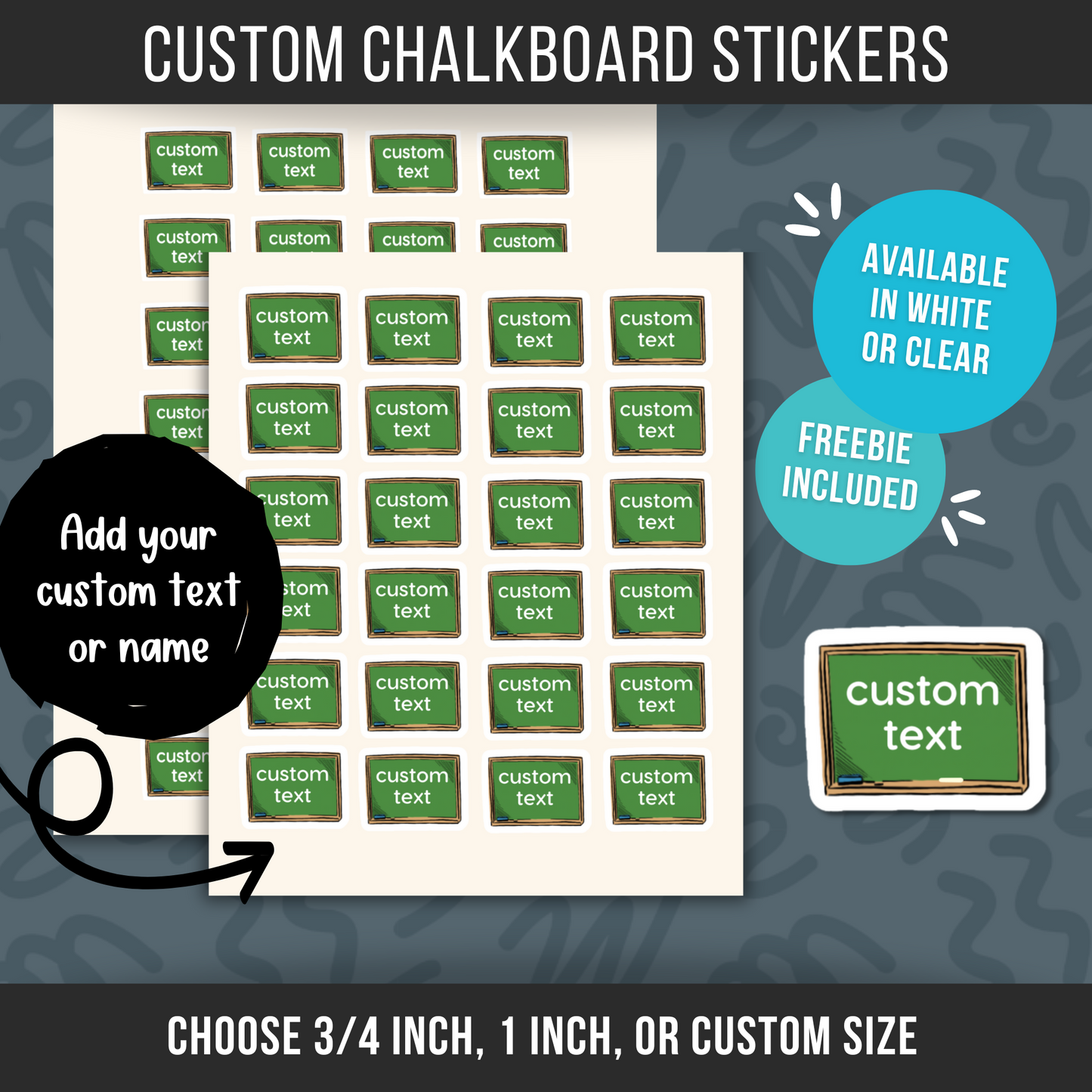 Customizable Chalkboard Planner Sticker School Calendar Daycare Label