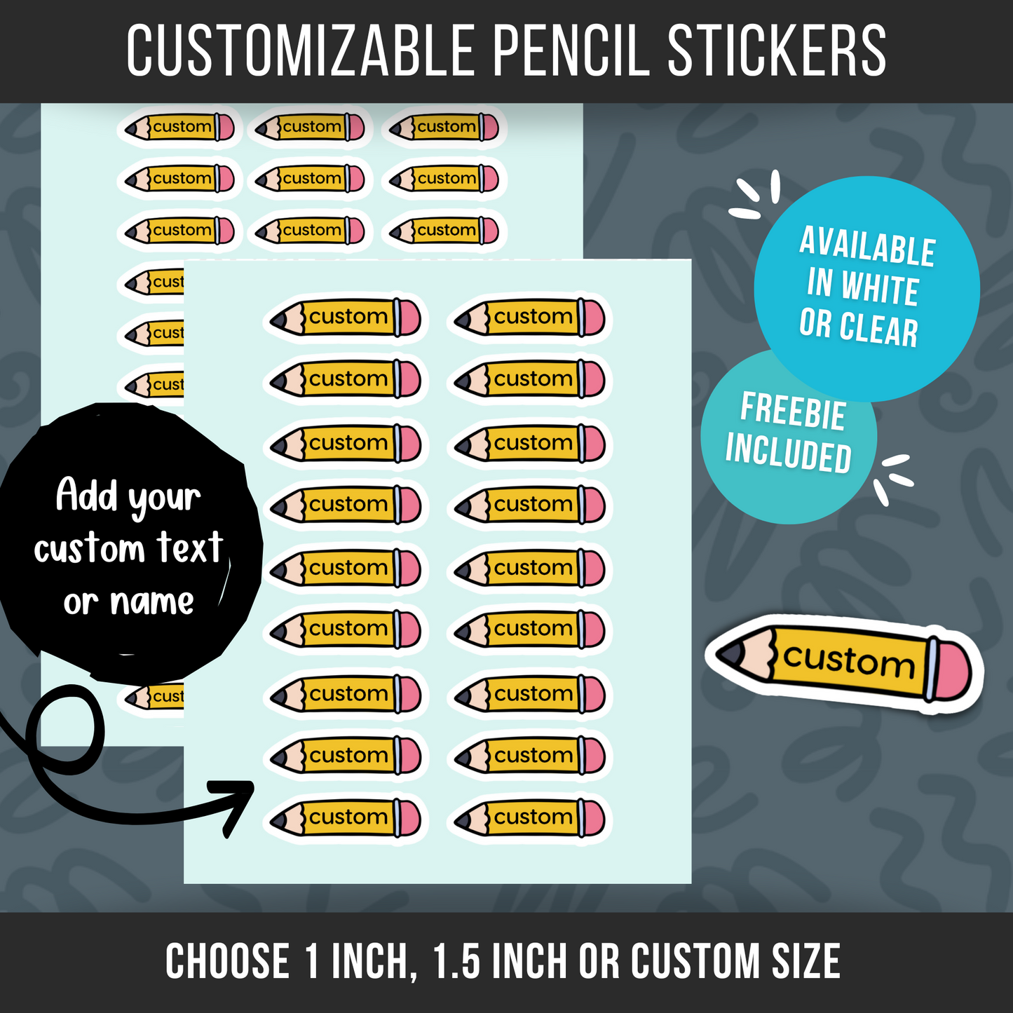 Custom Pencil Name Label Sticker • School Planner Sticker • Kid Name Label • Daycare Organization Label • Personalized Calendar Sticker