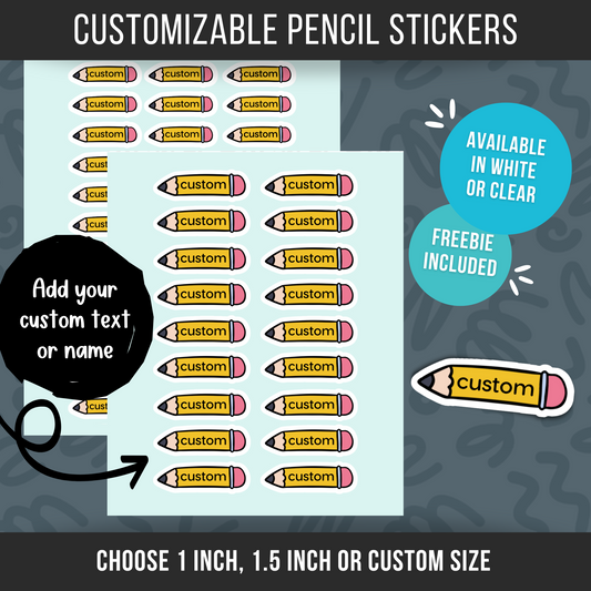 Customizable Pencil Planner Sticker School Calendar Daycare Label