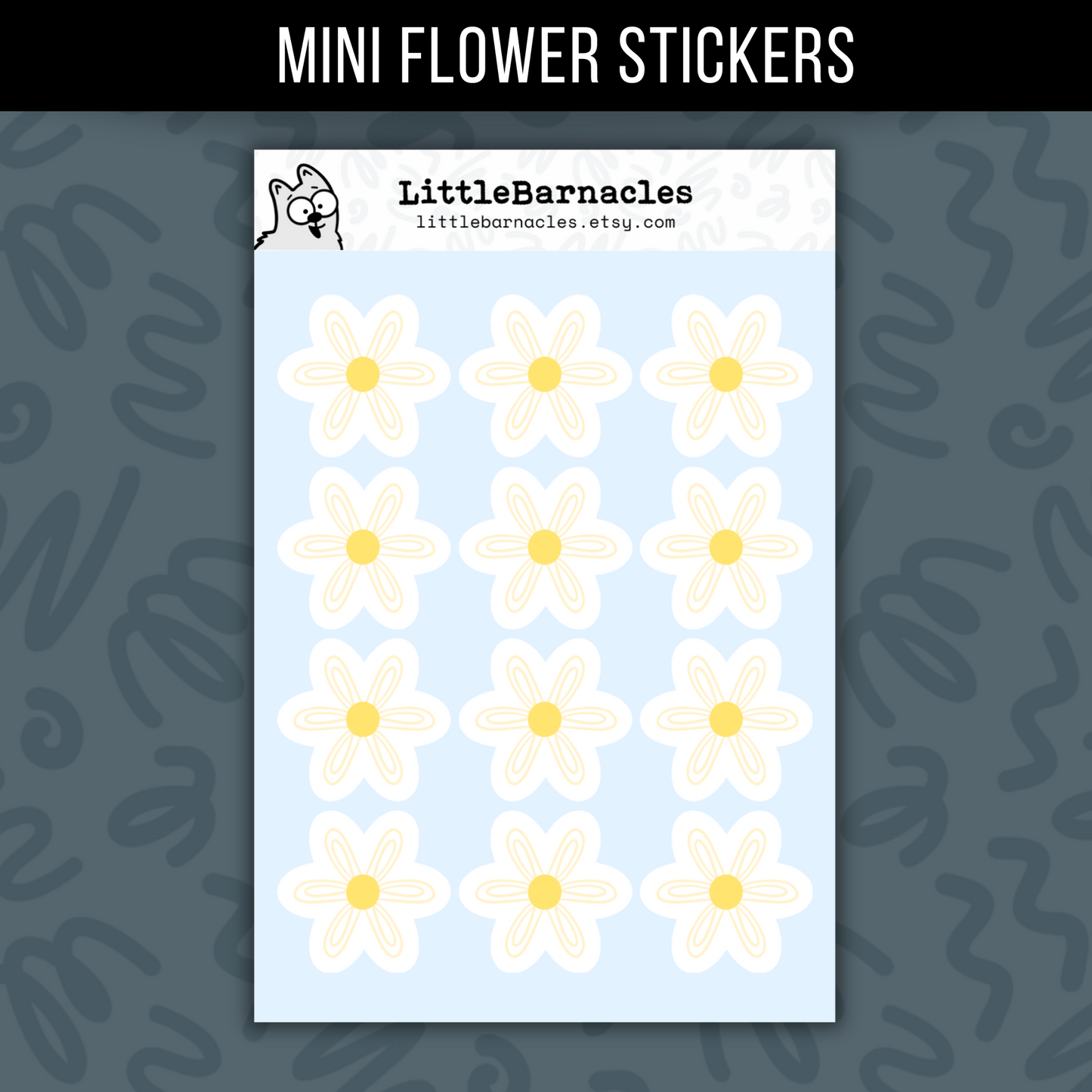 Mini White Daisy Flower Sticker Sheet Cute Small Floral Sticker