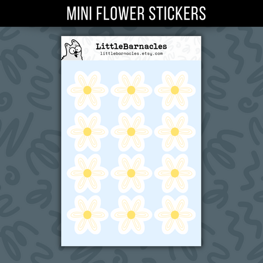 Mini White Daisy Flower Sticker Sheet Cute Small Floral Sticker