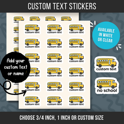 Custom Bus Name Label Sticker • School Planner Sticker • Kid Name Label • Daycare Organization Label • Personalized Calendar Sticker