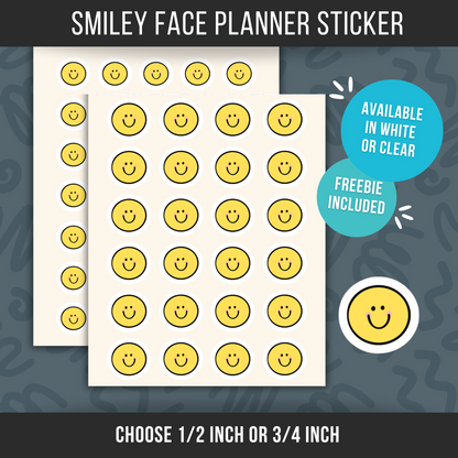Mini Smiley Face Planner Sticker • Cute Emoji Teacher Sticker • Back to School Sticker • Happy Face Calendar Icon • Classroom Planner Label