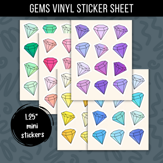 Mini Gemstone Sticker Sheet Crystal Gem Jewel Sticker Small Sticker