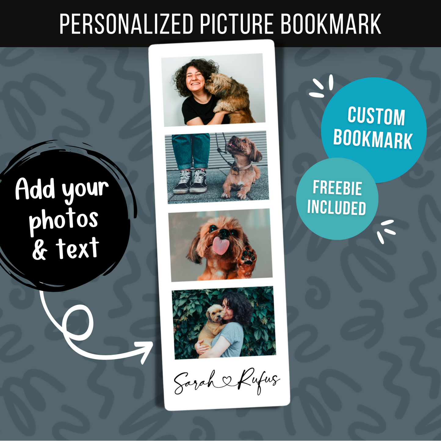 Customizable Bookmark Photo Booth Personalized Pet Bookmark Gift for Book Lover Custom Couples Gift