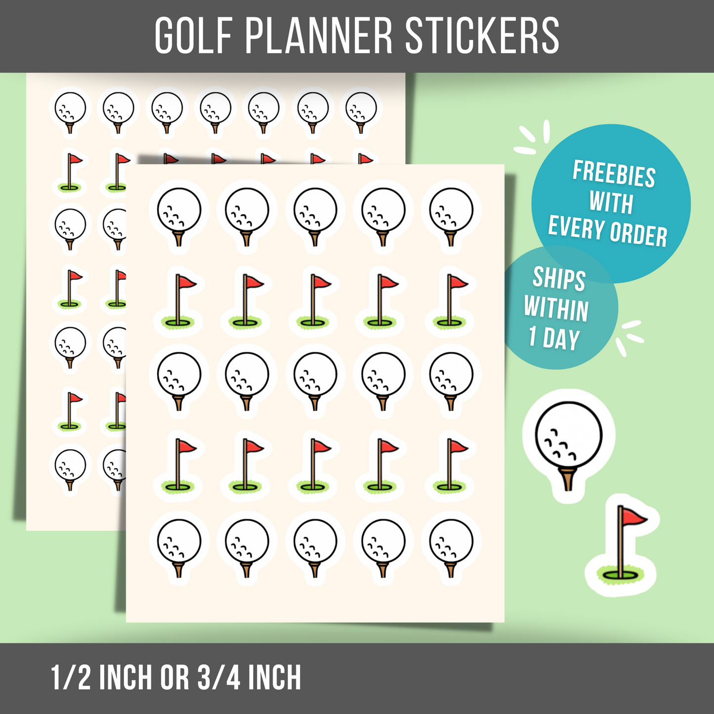 Golf Planner Stickers Sport Sticker Golfing Sticker Golf Ball Sticker for Golfer Planner and Calendar