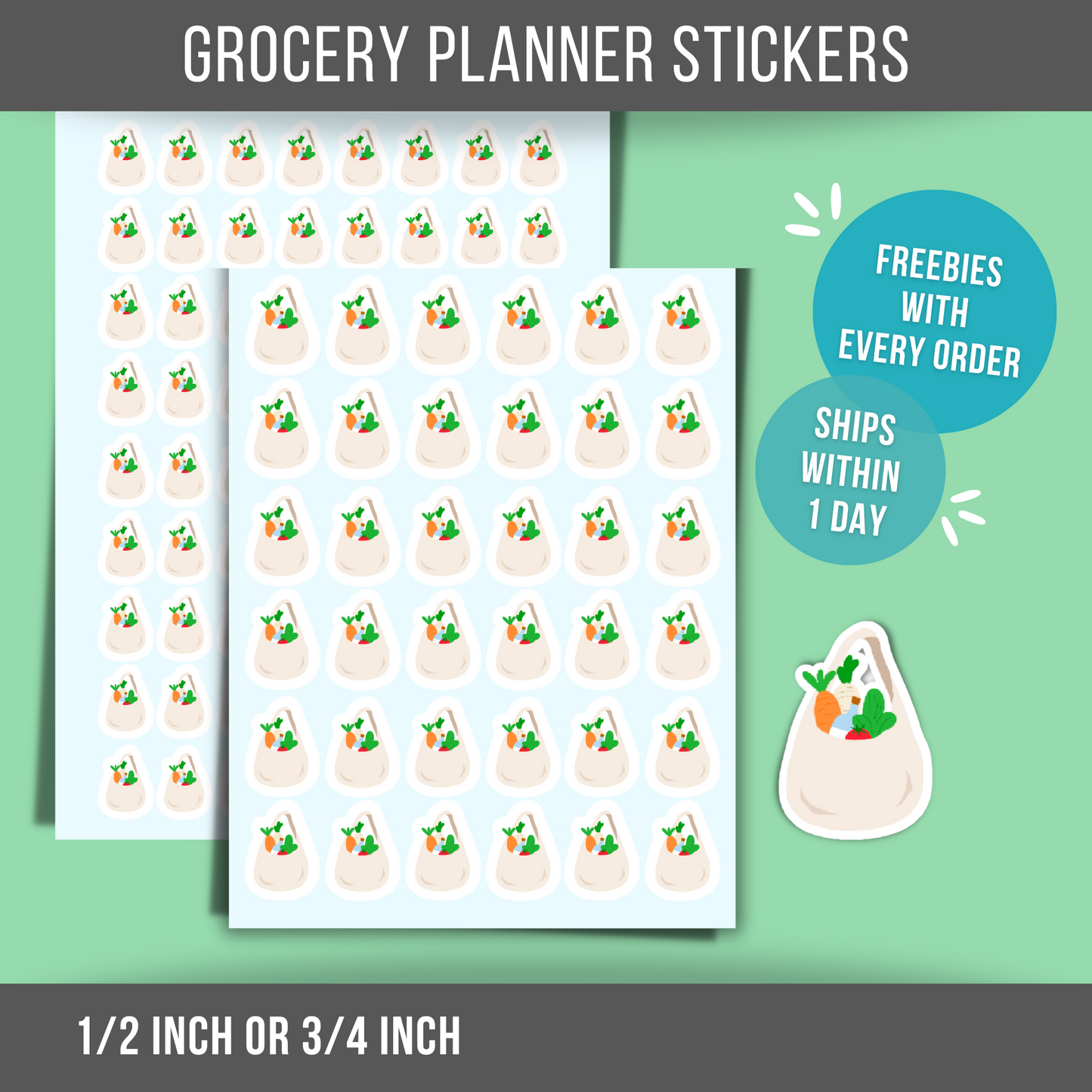 Grocery Planner Sticker Mini Grocery Bag Sticker Grocery Shopping Market Reminder Label Home Organization Sticker Calendar or Journal