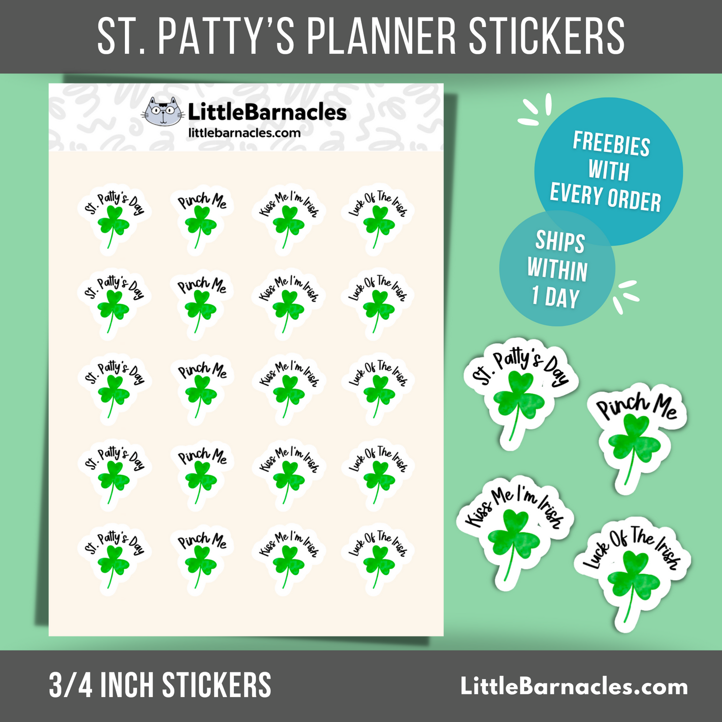 St Patty's Day Planner Sticker Mini Sticker St. Patrick's Day Cute Shamrock Sticker Irish Sticker St. Patty's Day Reminder Calendar Sticker