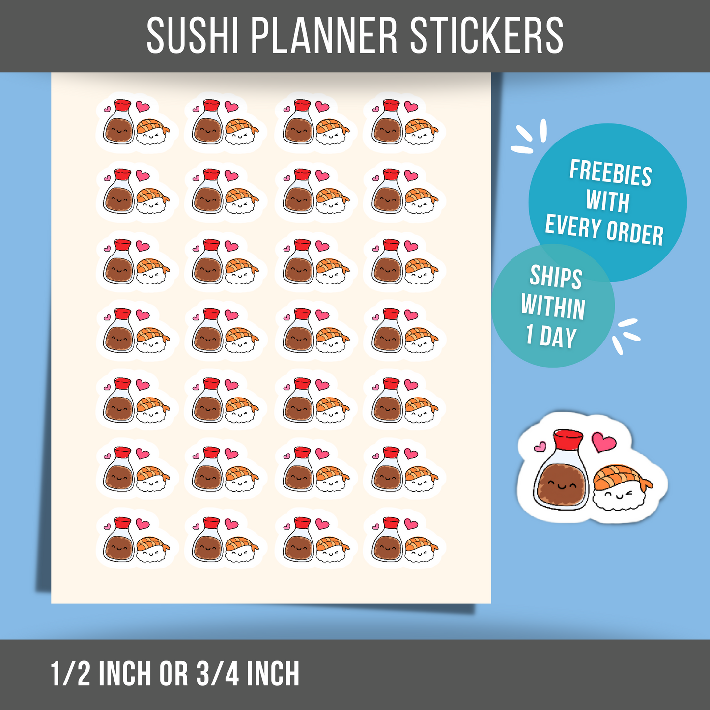 Sushi Planner Sticker Sushi Night Reminder Sticker Sushi Date Label Seafood Sticker Cute Sushi Food and Drink Stickers for Calendar