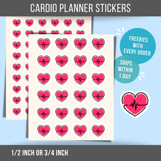 Exercise Planner Sticker Heart Cardio Fitness Sticker Heart Treadmill Reminder for Runners