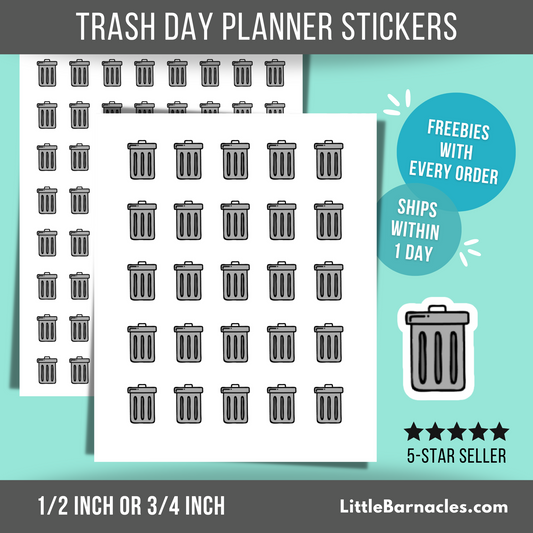 Trash Sticker Trash Day Reminder Sticker House Chore Sticker Garbage Day Home Organization Label for Planner Sticker for Journal or Calendar