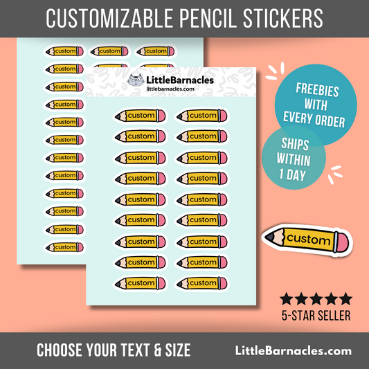 Customizable Pencil Planner Sticker School Calendar Daycare Label