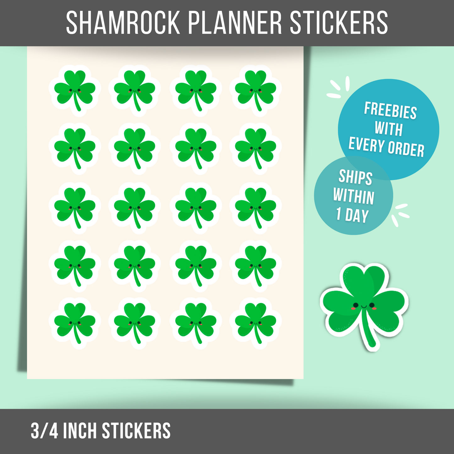 Shamrock Planner Sticker Mini Sticker St. Patrick's Day Cute Shamrock Sticker Irish Sticker St. Patty's Day Reminder Calendar Sticker