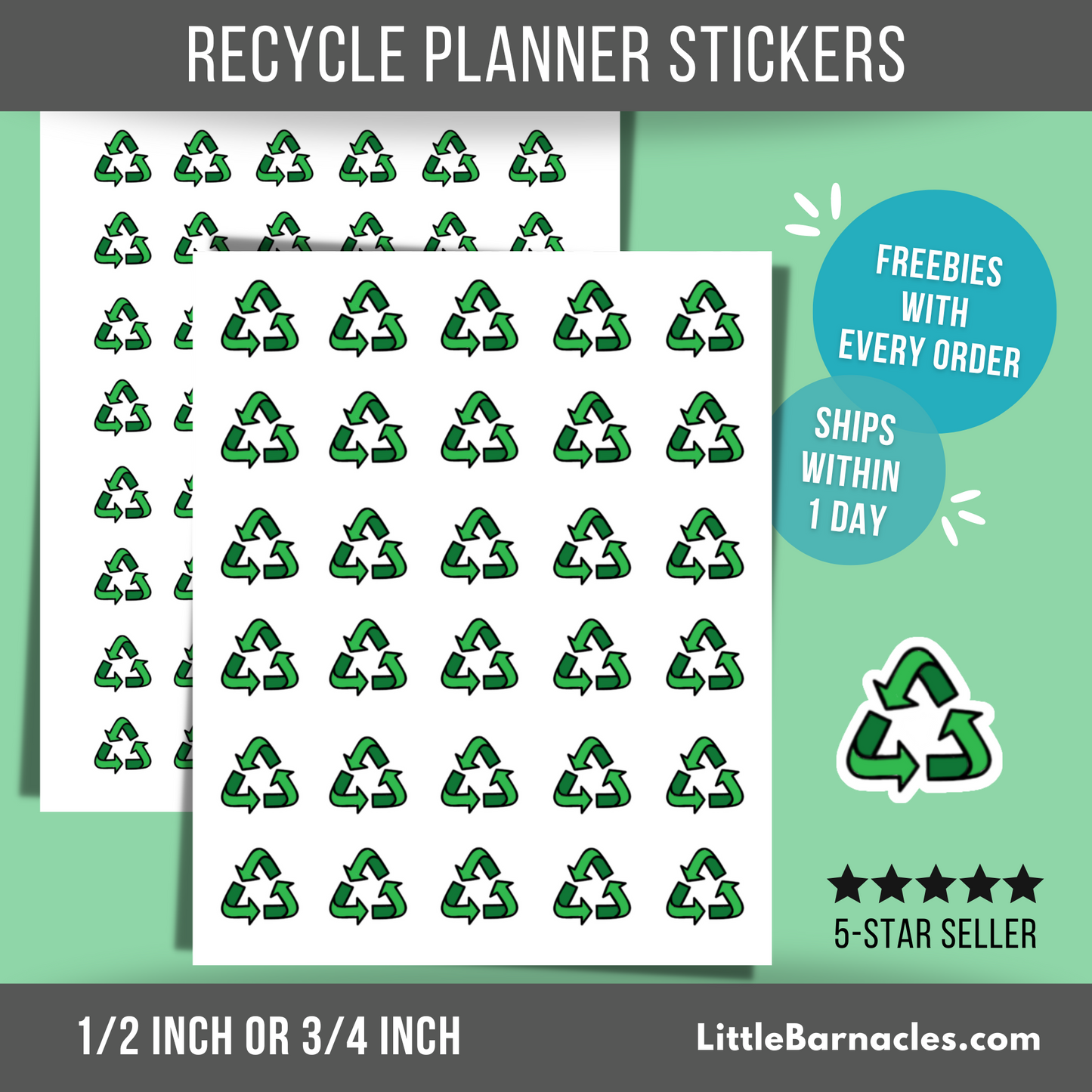 Recycle Sticker Trash Day Reminder Sticker House Chore Recycling Sticker Garbage Day Home Organization Label for Planner Sticker for Calendar