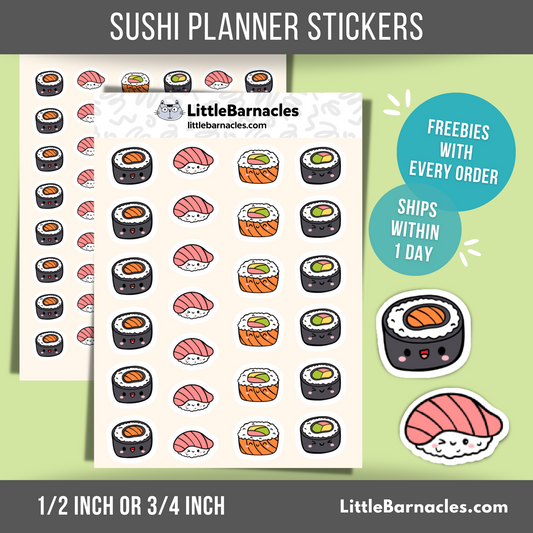 Sushi Planner Sticker Sushi Night Reminder Sticker Sushi Date Label Seafood Sticker Cute Sushi Food and Drink Stickers for Calendar