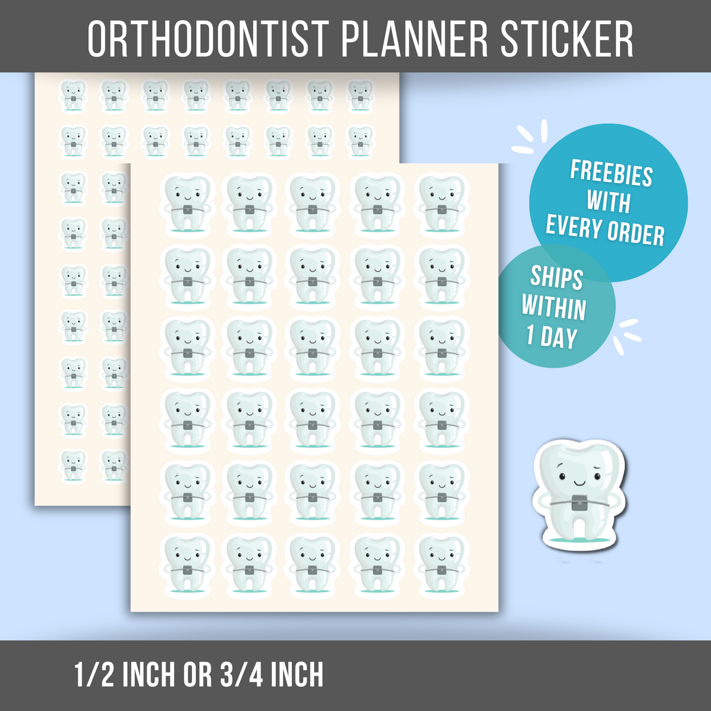 Orthodontist Planner Sticker Dental Health Dentist Appointment Reminder Label Calendar