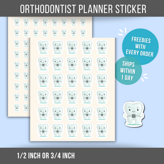 Orthodontist Planner Sticker Dental Health Dentist Appointment Reminder Label Calendar