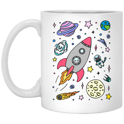 Space Cats Mug Cat Lover Gift Funny Cat Coffee Cup for Cat Moms Astronaut Cat Gift Cat Owner