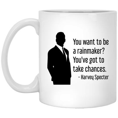 Harvey Specter Mug Suits TV Show You Want To Be A Rainmaker Silhouette Coffee Cup